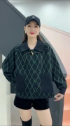 "2023 New style!" Women's long-sleeved knitted top for autumn and winter, a green netted cardigan, fashionable and warm. Limited-time purchase, you'll regret it if you don't buy! Specification image
